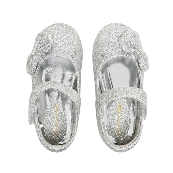 Toddler Girl's Ballerina Bow Flats - SILVER GLITTER - 4
